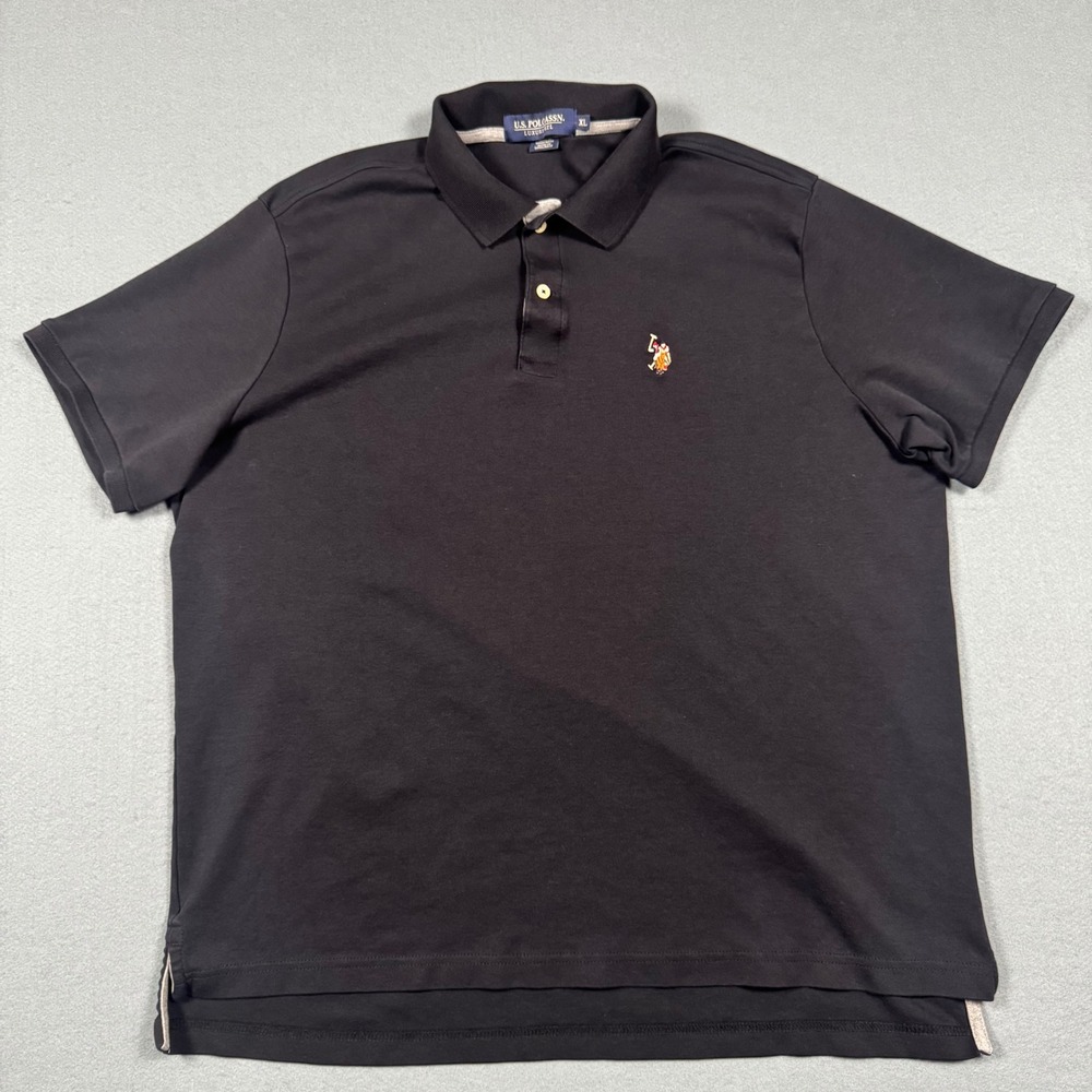 US Polo Assn Mens Luxury Feel Short Sleeve Polo Shirt Black XL Embroidered Logo